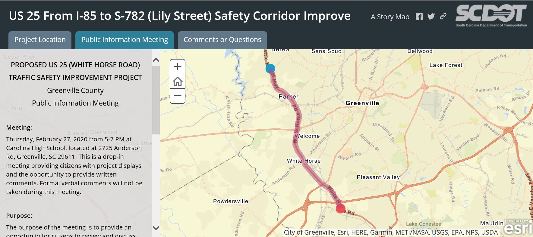 Proposed US 25 (White Horse Road) Traffic Safety Improvement Project ...